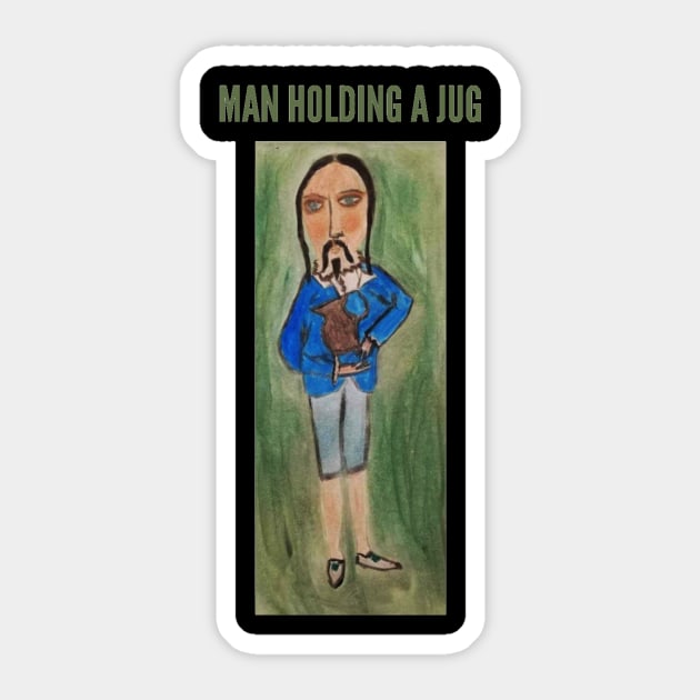 man holding a jug funny oil painting Sticker by Wiwis1